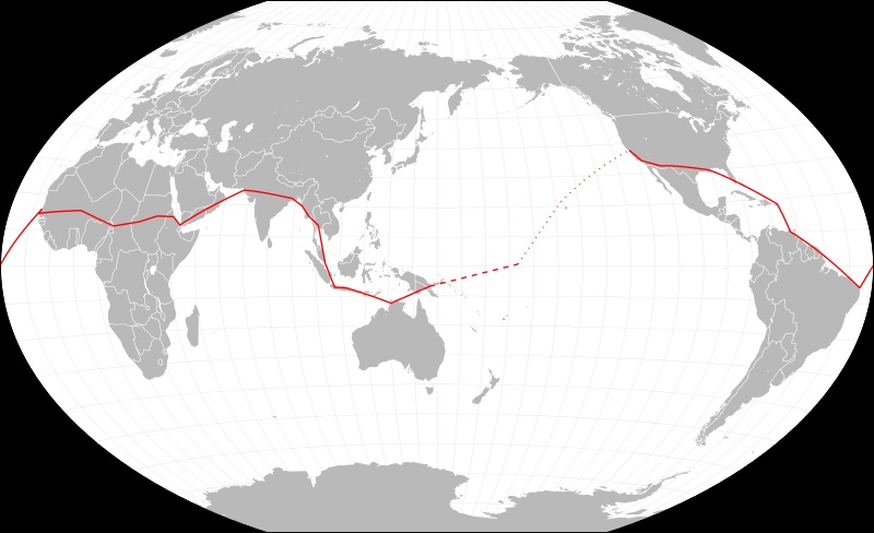 La ruta realizada por Amelia Earhart y Fred Nooan