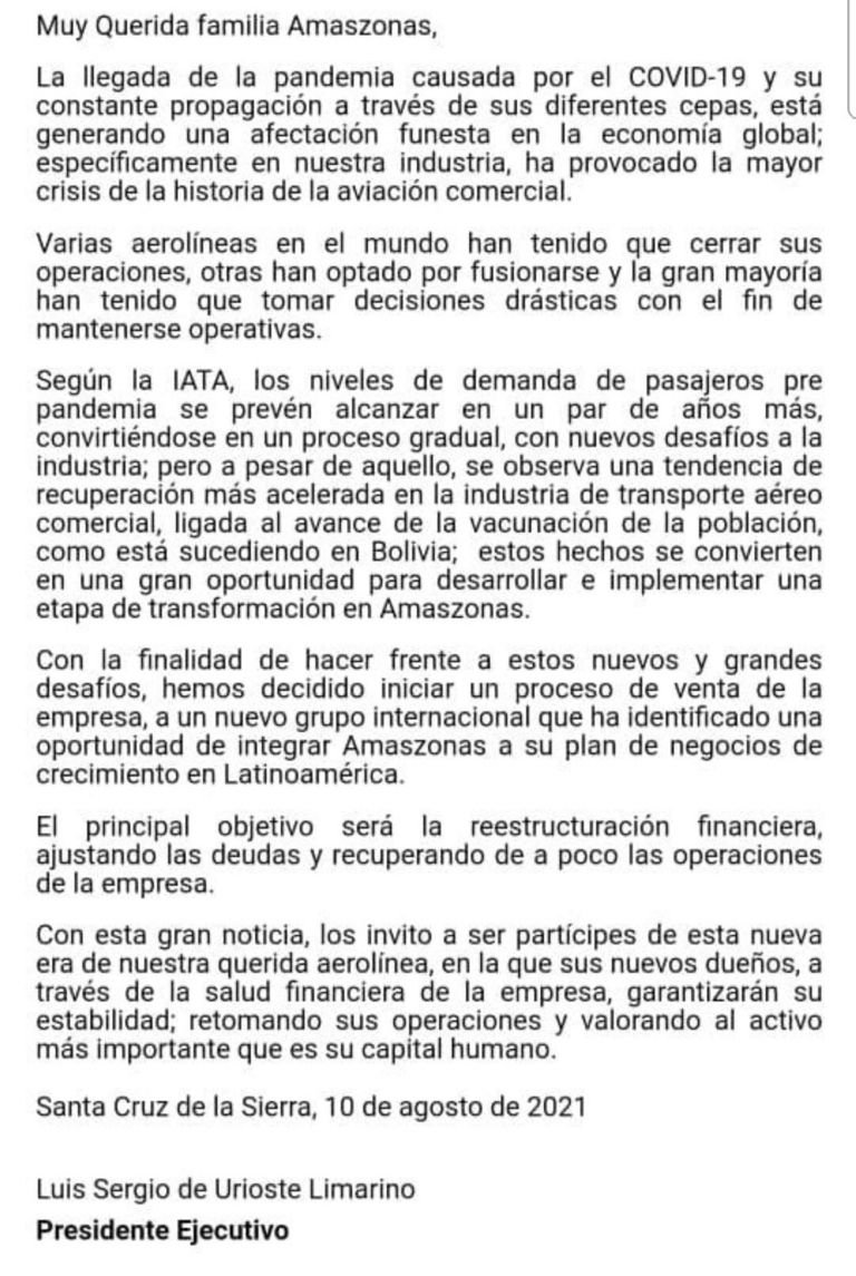 Comunicado AmasZonas Bolivia
