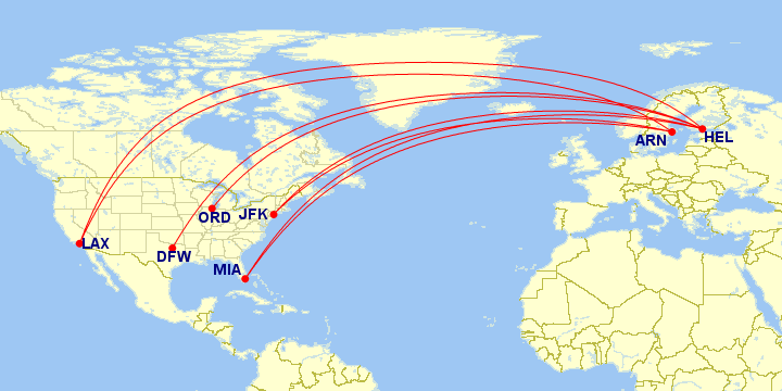 Finnair red estadounidense invierno 2022