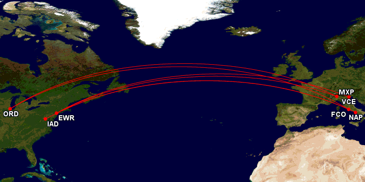 Map route United Italy