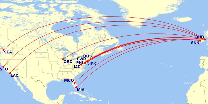 Aer Lingus map route
