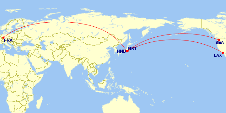 ANA SEA NRT HND LAX/FRA