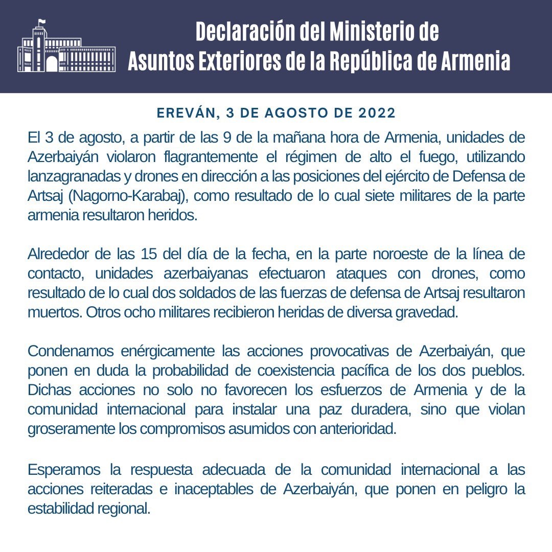 Comunicado de prensa Armenia