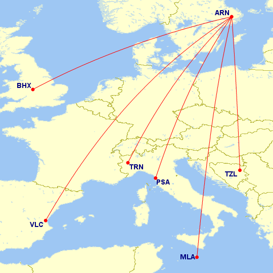 Ryanair nuevas rutas Suecia