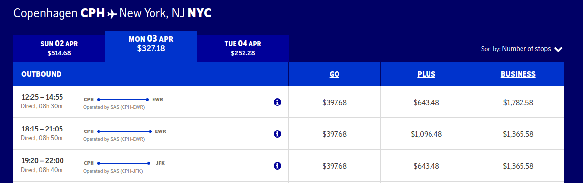 Scandinavian Airlines Nueva York