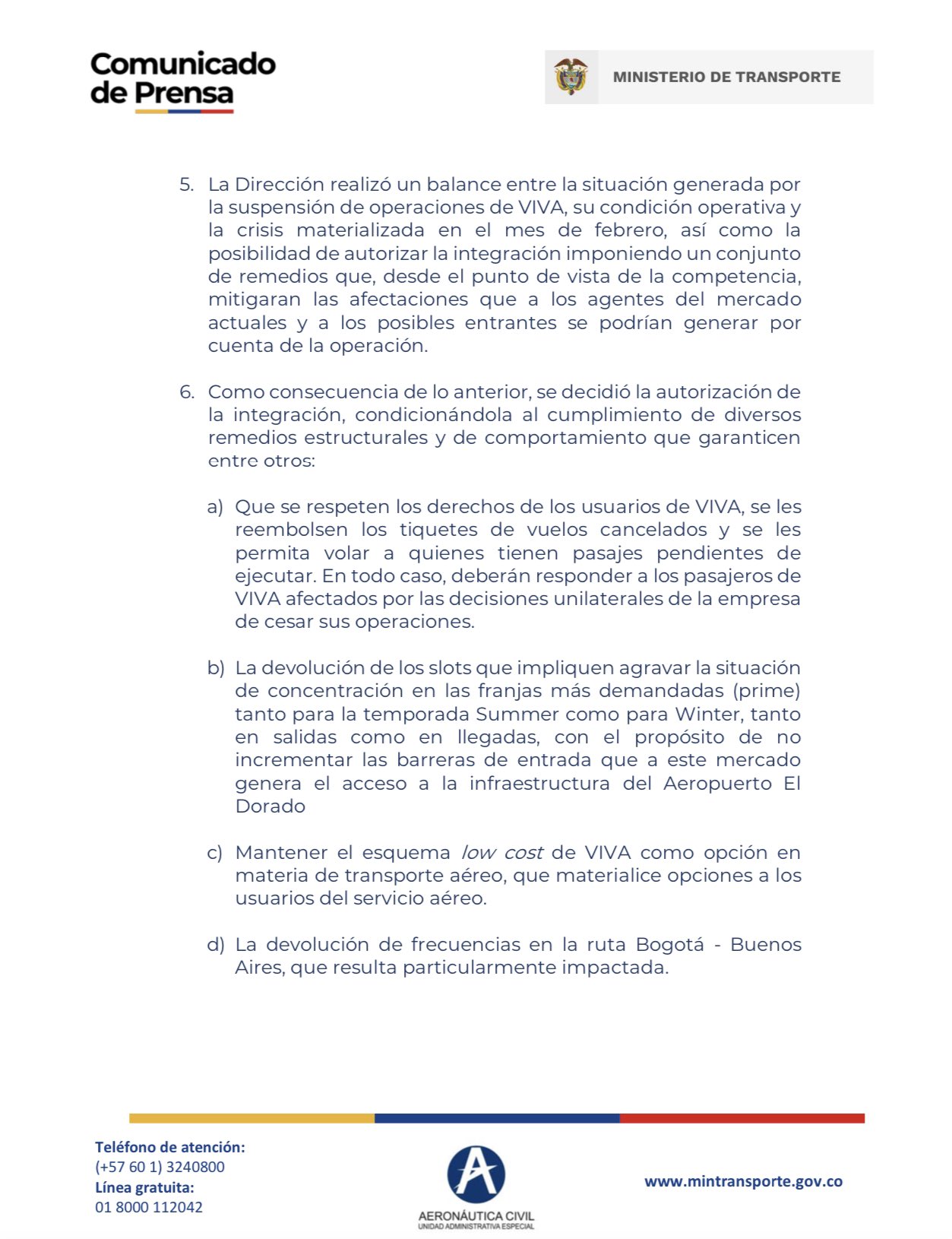 Colombia aprueba viva avianca