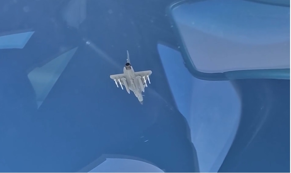 One of the J-10Cs, with live ammunition, that is participating in the total island encirclement exercise. Image from the Chinese Ministry of Defense.