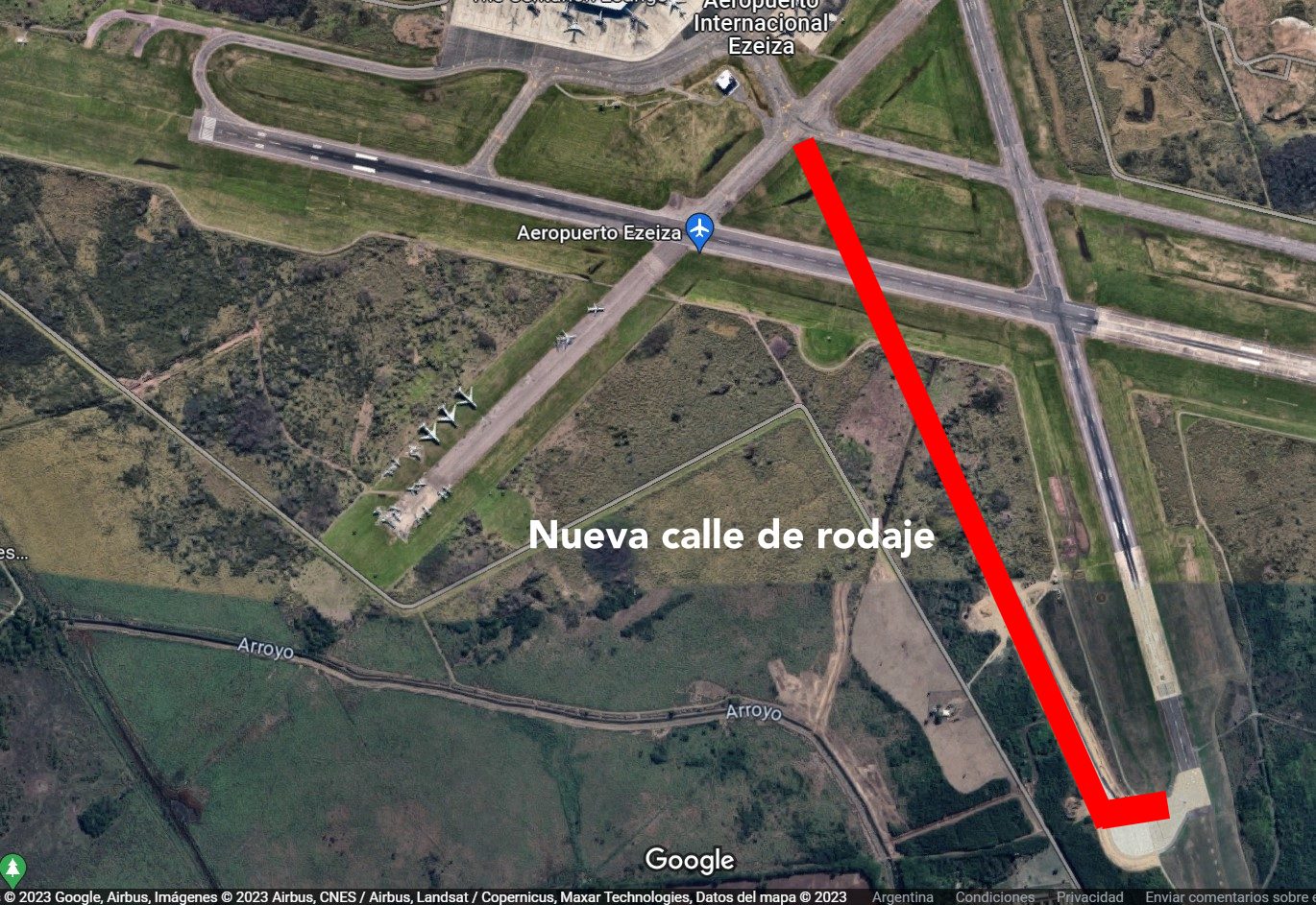 Detalle del nuevo rodaje del aeropuerto de Ezeiza