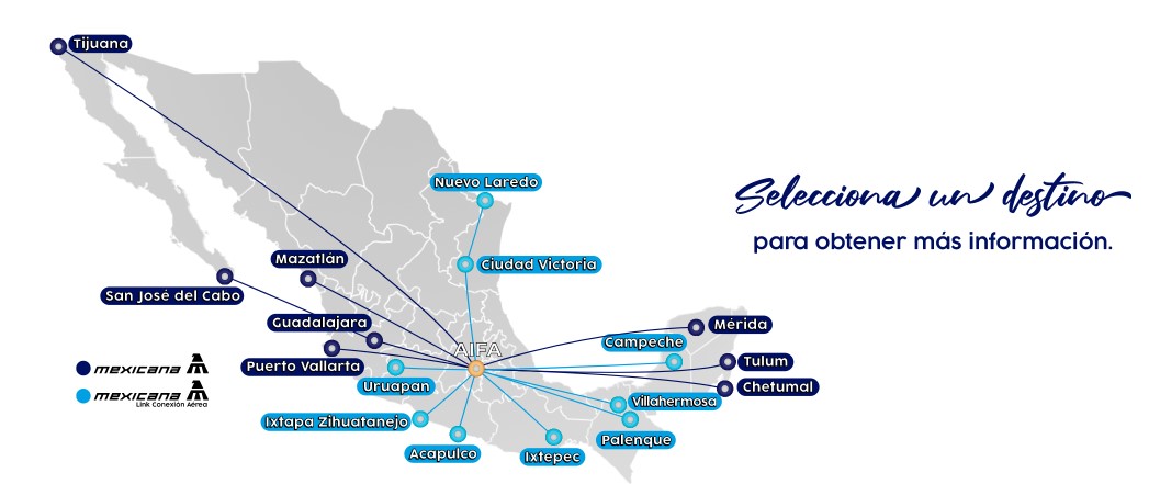 Mexicana de Aviación destinations (source: airline website)