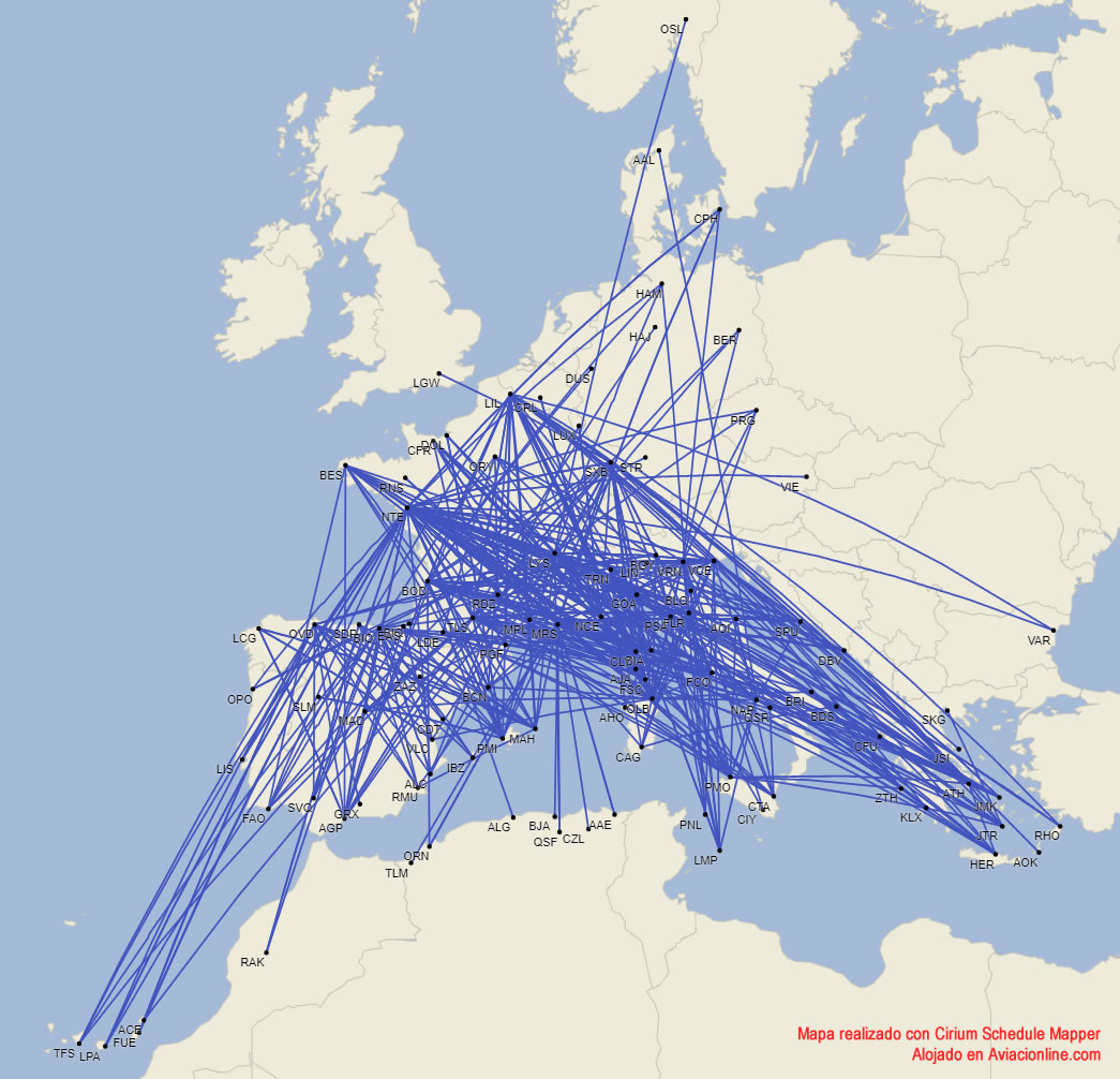 La capilaridad de la red europea de Volotea - Septiembre 2024