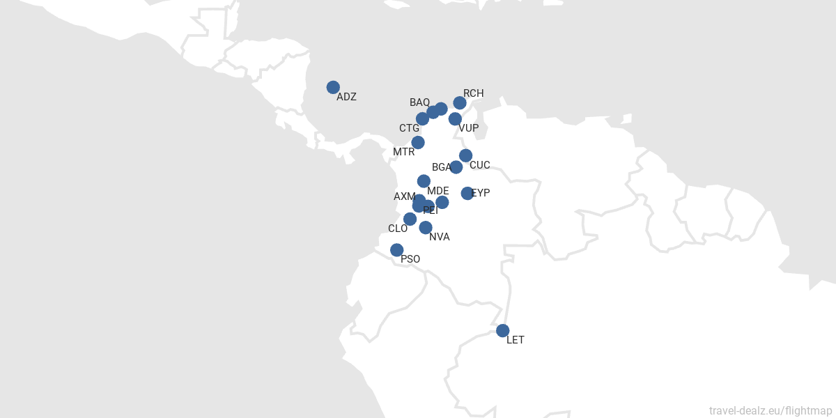 Destinos nacionales de LATAM en Colombia