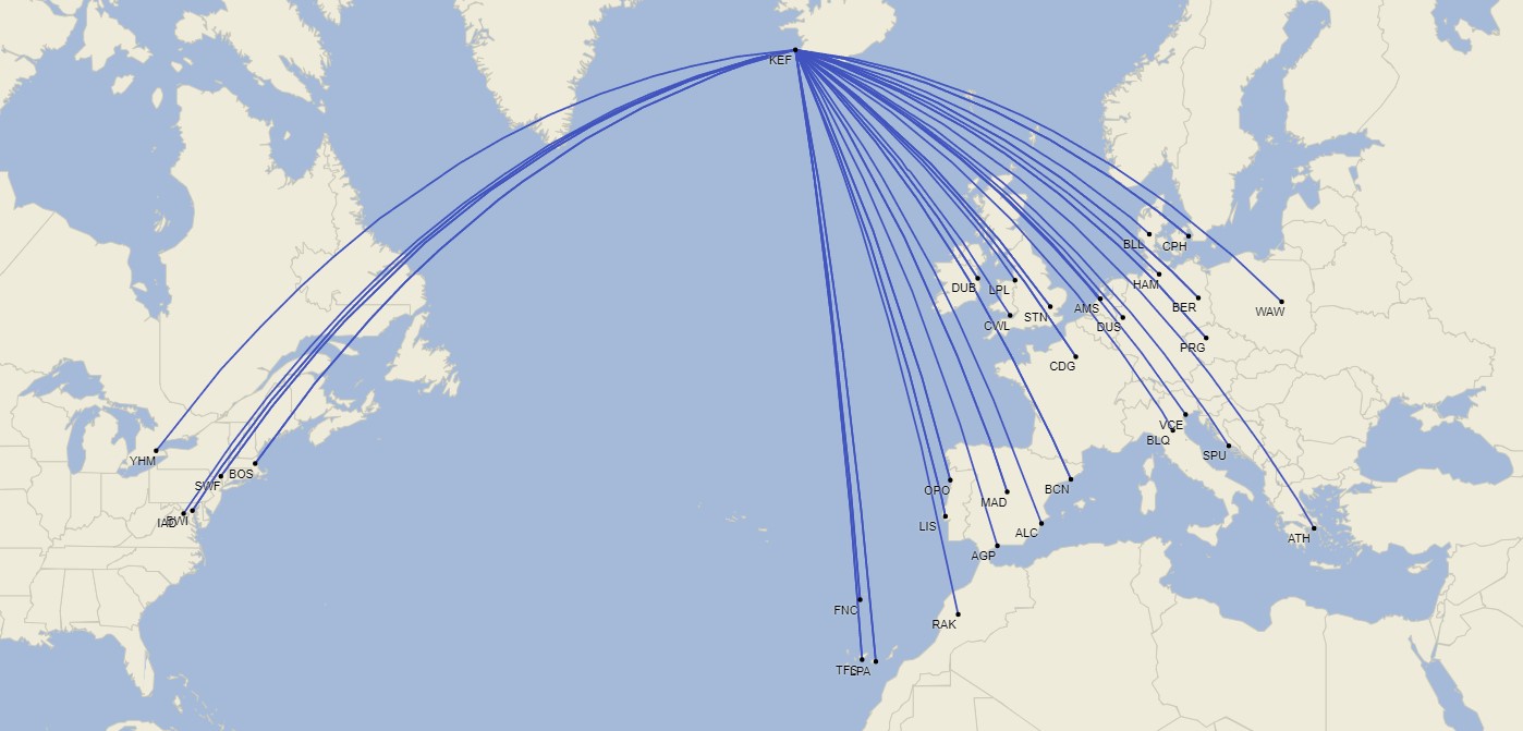 Red de PLAY Airlines en octubre 2024 - Cirium Schedule Mapper
