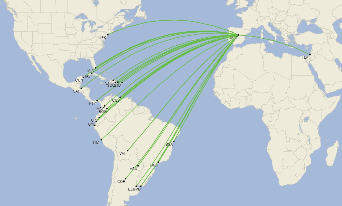 Red de medio y largo alcance de Air Europa - Diciembre 2024