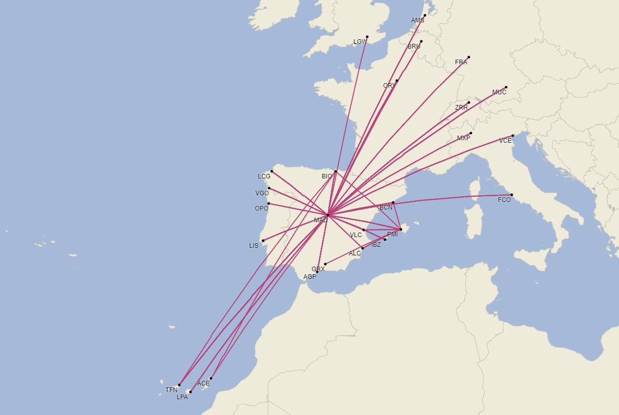 Red de europea de Air Europa - Diciembre 2024