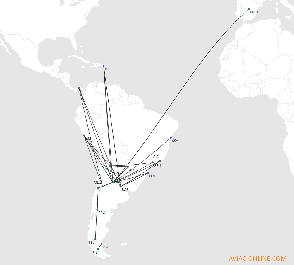 Mapa de rutas internacionales desde el interior argentino. Verano 2024/2025