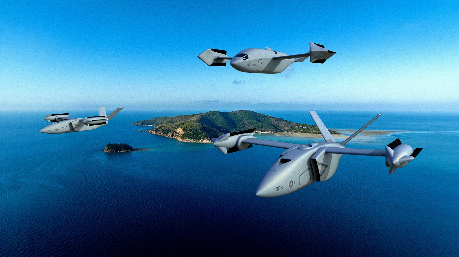 Conceptos de aeronaves con rotor plegable en vuelo de Bell.