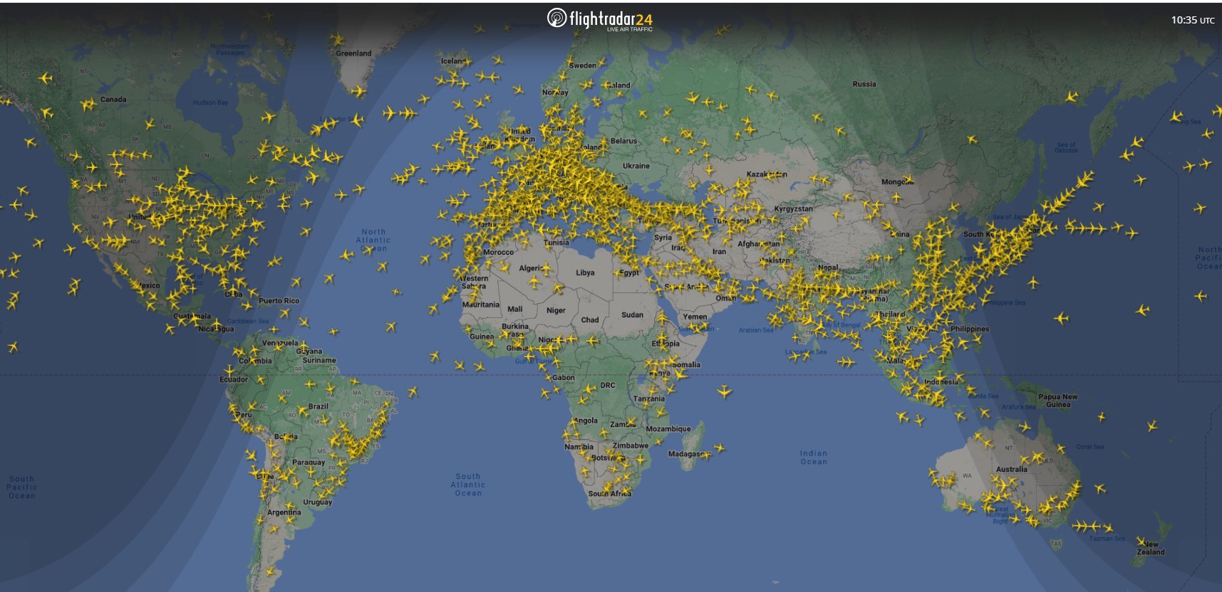 Captura de FlightRadar24 - 14ENE2025 - 10:35 GMT