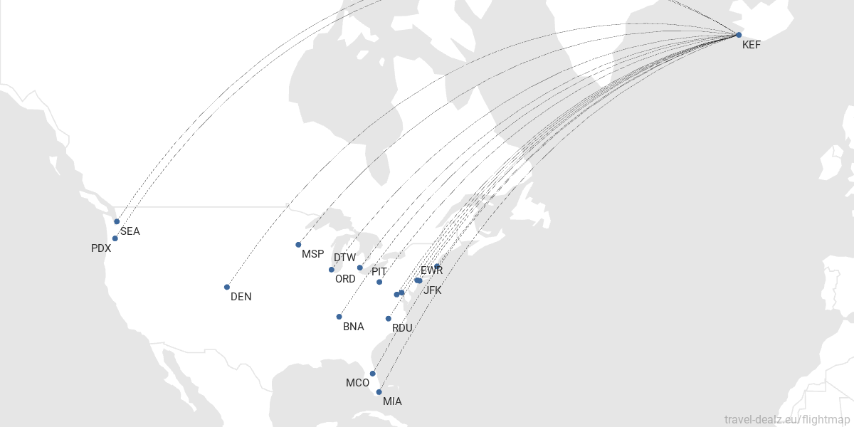 Icelandair - Red de destinos a USA