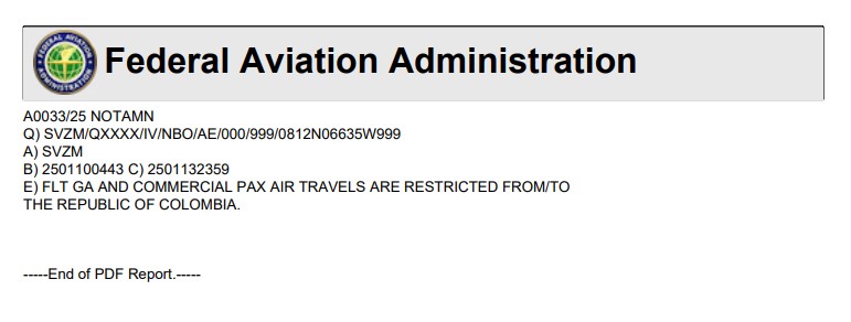 NOTAM SVZM 10ENE2025