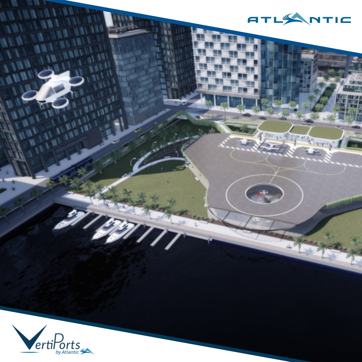 Render del Vertipuerto de Atlantic Aviation en Nueva York