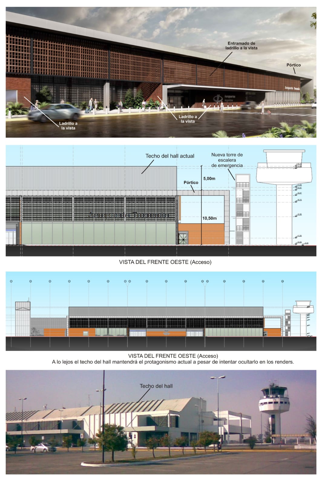 Render - Obras de la terminal del aeropuerto de Tucumán