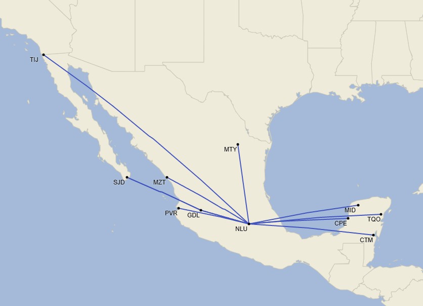 Red de Mexicana de Aviación - Mayo 2025 (Cirium Schedule Mapper)