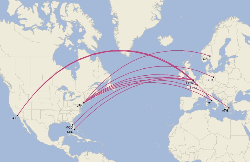 Red de Norse Atlantic Airways - Mayo 2025