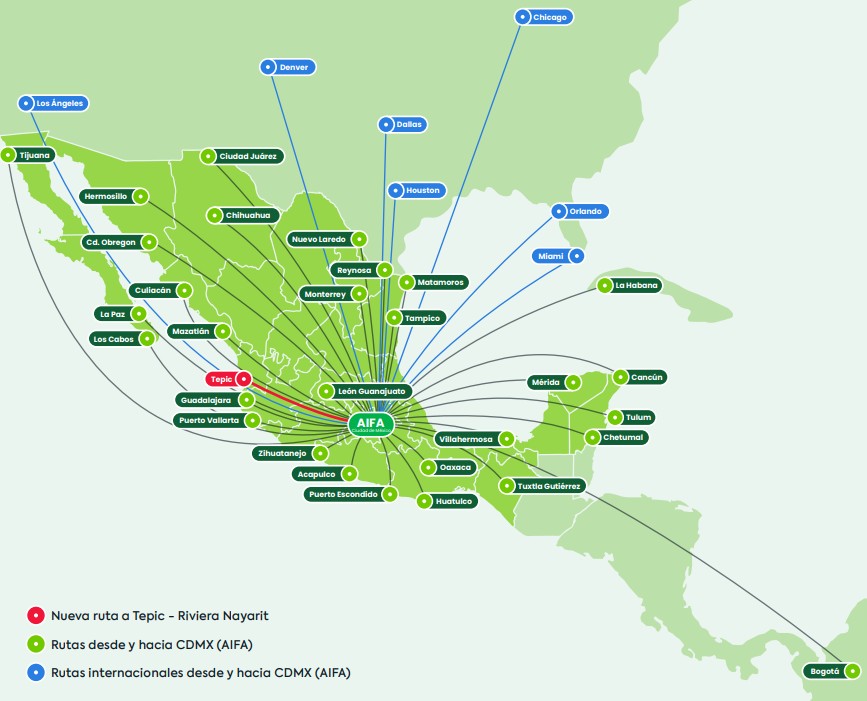 Rutas de Viva desde el AIFA - Mayo 2025