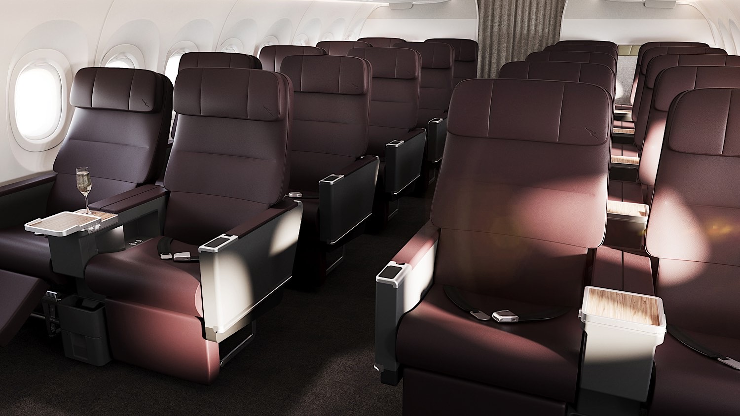 Cabina Business del A321XLR de Qantas