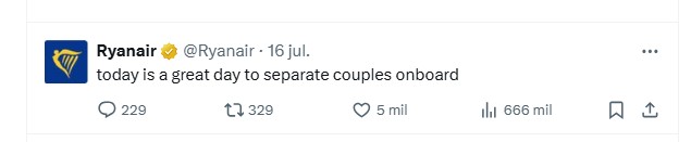 Ryanair Tuit Parejas