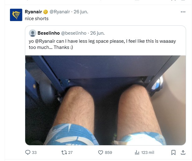 Ryanair Tuit Pasajero