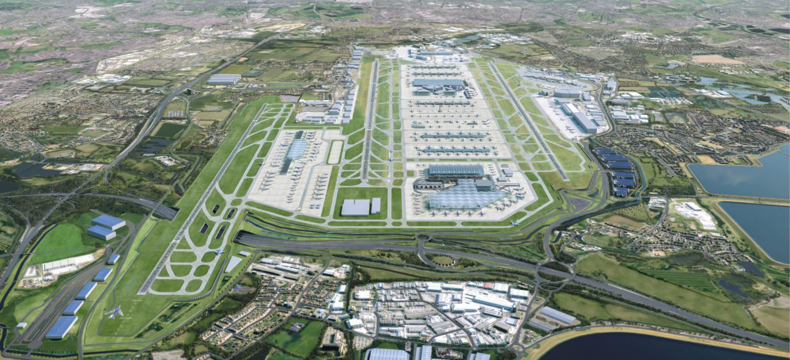 Render del aeropuerto de Londres-Heathrow con la expansión finalizada