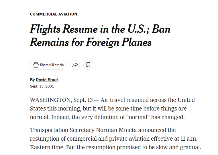 flight resumption sept 13 2001