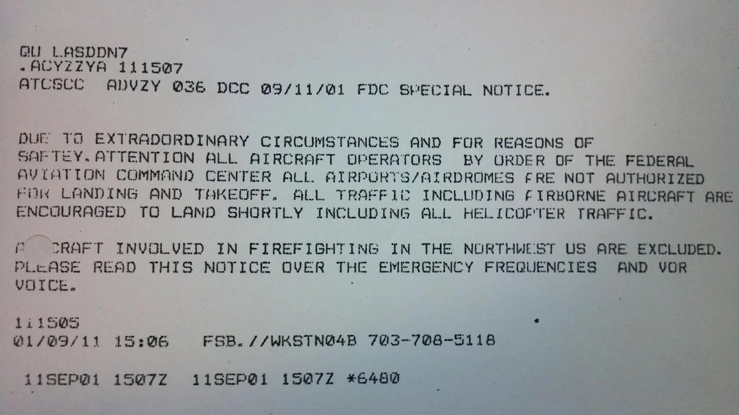 ground stop notices 9/11
