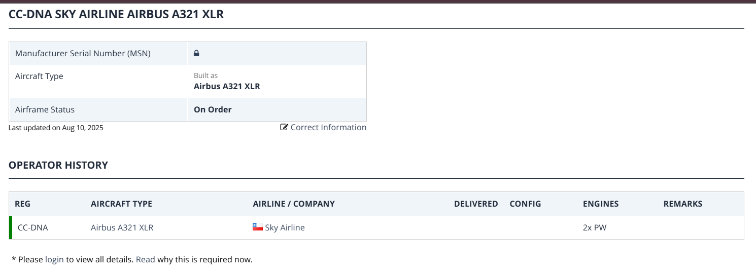 planespotters sky airline Airbus XLR