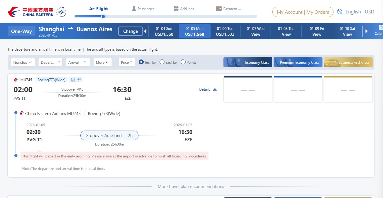 Vuelo China Eastern Buenos Aires