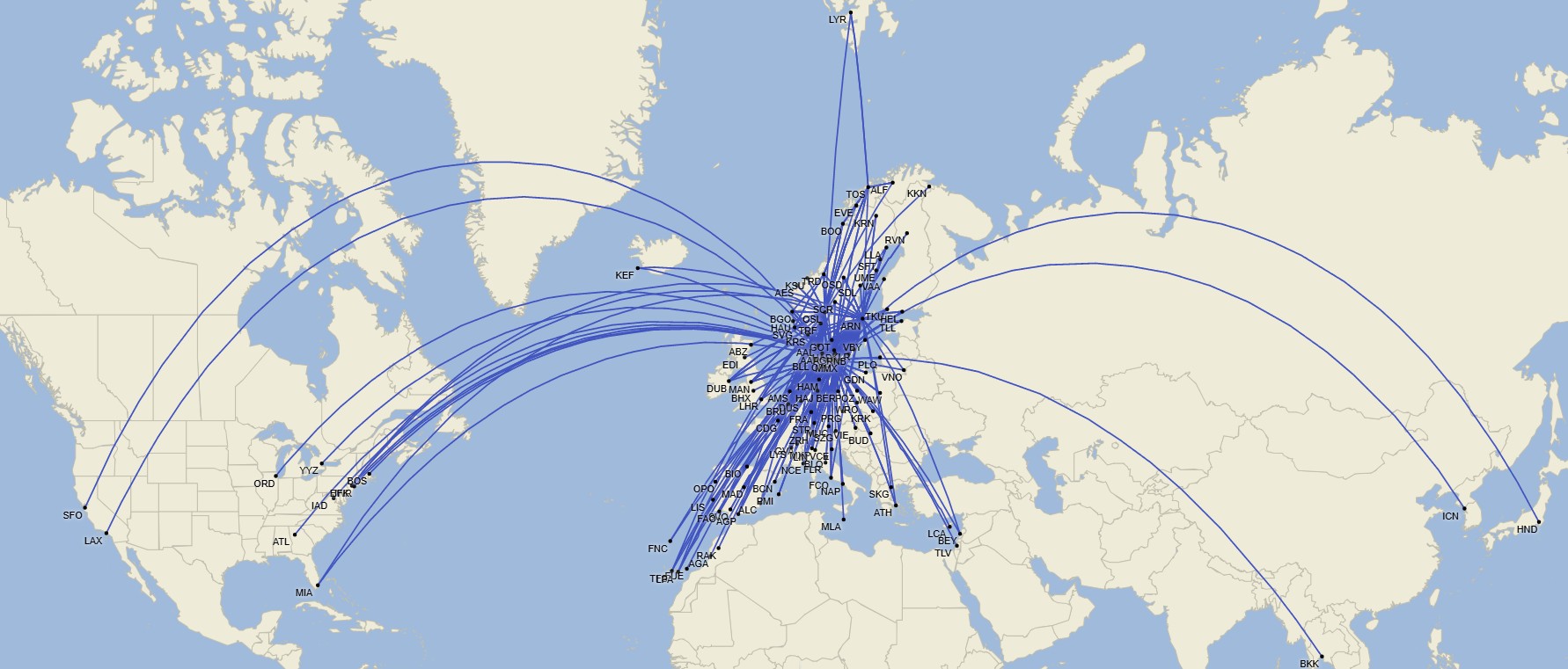 Red de SAS - Diciembre 2025 (Cirium Schedule Mapper)